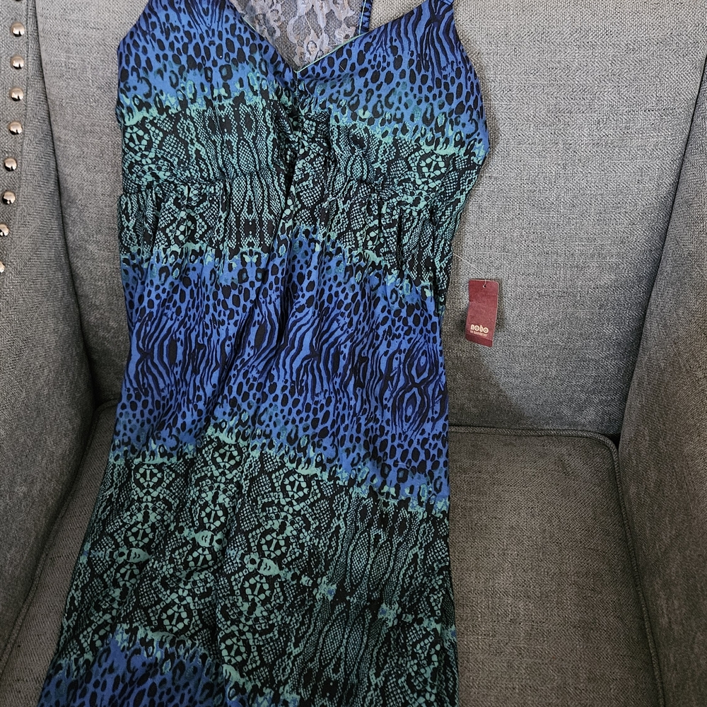 No Boundaries, Blue and Green Animal Print Dress